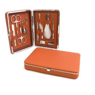 10 Piece Men's Manicure Set Kit in Tan Leather Case  Manicure Kits  Beauty