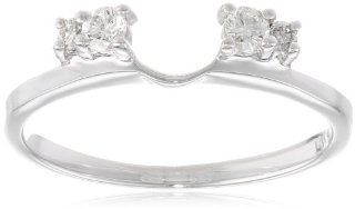 14k White Gold Round Diamond Solitaire Engagement Ring Enhancer (1/5 cttw, H I Color, I1 I2 Clarity), Size 6: Jewelry