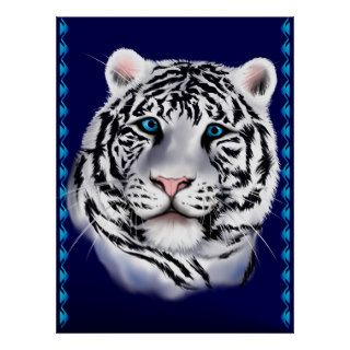 White Tiger Face Print