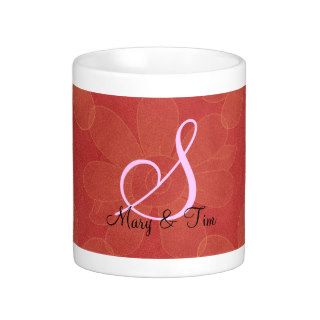 Red Floral Splendor  Monogram: Coffee Mugs