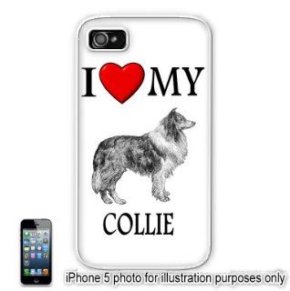 Collie Love My Dog Apple iPhone 5 Hard Back Case Cover Skin White: Cell Phones & Accessories