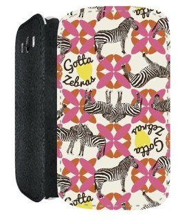 'Gotta Love Zebras' Animal Design Samsung Galaxy S3 i9300 PU Leather Flip Case Cover Designed by Patrcia Capella: Cell Phones & Accessories