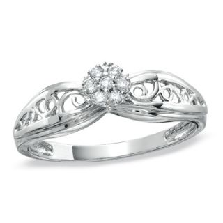 Diamond Accent Cluster Promise Ring in 10K White Gold   Zales