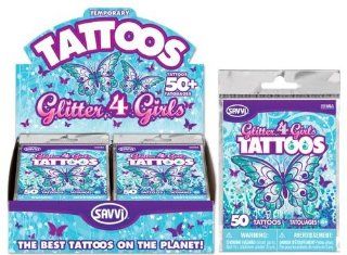 50 Assorted Temporary Tattoos for Girls  Glitter: Health & Personal Care