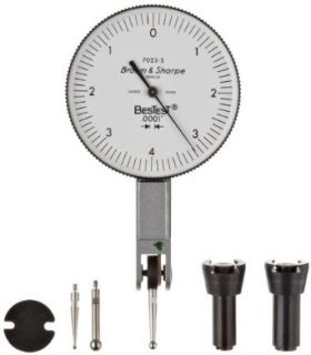 Brown & Sharpe 599 7023 6 Dial Test Indicator Set, Top Mounted, M1.4x0.3 Thread, White Dial, 0 4 0 Reading, 1.5" Dial Dia., 0 0.008" Range, 0.0001" Graduation, +/ 0.0001" Accuracy