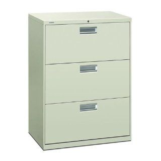 HON 600 Series Standard Lateral File   30" x 19.25" x 41"   Steel   3 x File Drawer(s)   Legal, Letter   Interlocking, Leveling Glide, Ball bearing Suspension, Label Holder, Recessed Handle, Durable   Gray  Lateral File Cabinets  Office Pr