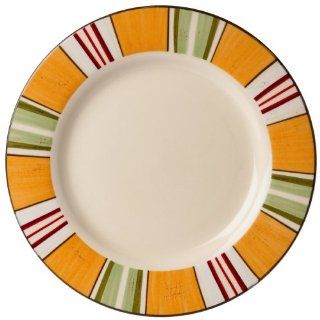 Signature Housewares Sorrento Hand Painted Stripes 8 Inch Salad Plate, Multi: Kitchen & Dining