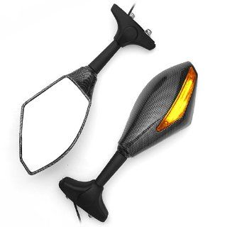 Carbon Racing Mirrors with LED Turn Signals for Honda CBR 250R 400RR 1000F 600F4i 600RR 750F 900RR 929RR 954RR 1100XX: Automotive