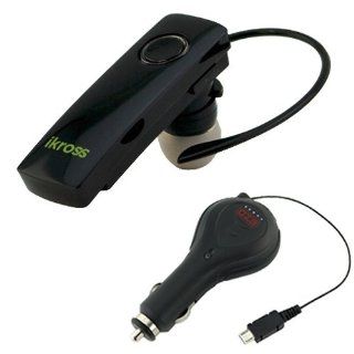 iKross Bluetooth Wireless Headset + Micro USB Retractable Car Charger for HTC One mini 2, Desire 610, One (M8), Desire / Desire 601, One Max, One Mini, One; Samsung, Motorola, LG, BlackBerry and more cellphone smartphone: Cell Phones & Accessories