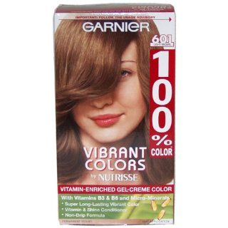 Garnier 100% Color Intense Gel Creme Color, Permanent, Light Brown 601 : Chemical Hair Dyes : Beauty