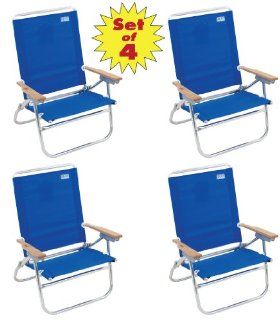 Rio 4 Position Easy In/ Easy Out Beach Chairs Set of 4   Sit Higher Off the Sand #602 Blue : Camping Chairs : Sports & Outdoors