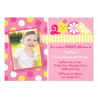 Sweet Pink Lemonade Photo Birthday Invitations