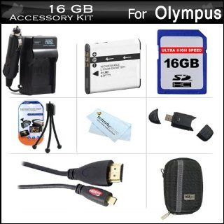 16GB Accessories Kit For Olympus Stylus SZ 15 Digital Camera Includes 16GB High Speed SD Memory Card + Extended Replacement (1000 maH) LI 50B Battery + AC/DC Travel Charger + Mini HDMI Cable + USB 2.0 Card Reader + Hard Case + Screen Protectors + More  Ca
