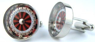 Novelty Fun Moving Ball Roulette Wheel Cufflinks: Jewelry