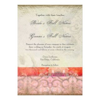 Modern Vintage Baroque Swirls Wedding Dreams, Pink Announcement