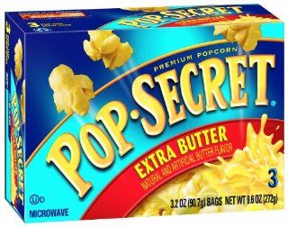 Pop Secret Extra Butter Flavor, Microwavable Popcorn, 3 Count, 10.5 Ounce Box (Pack of 6) : Grocery & Gourmet Food