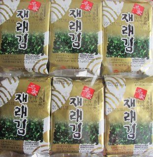 Jaerae Korean Seasoned Seaweed Snack (Laver), Roasted with Corn Oil & Sesame Oil, 0.15 ounce Bags (Pack of 24) : Nori Seaweed Sheets : Grocery & Gourmet Food
