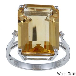 Viducci 10k Gold Octagon cut Citrine and Diamond Accent Ring Viducci Gemstone Rings