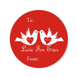 Love Birds Gift tag Round Stickers