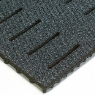 Wearwell PVC 480 KushionWalk Heavy Duty Abrasive Coated Anti Fatigue Mat, Slotted, for Wet Areas, Black: Floor Matting: Industrial & Scientific