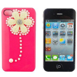 Coral iPhone 4 Snap On Faux Pearl Rhinestone Hard Cover Cell Phone Case: Cell Phones & Accessories