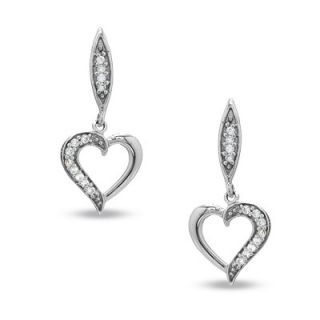 10 CT. T.W. Diamond Heart Dangle Earrings in 10K White Gold   Zales