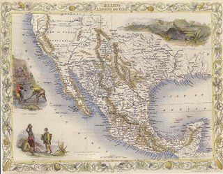 1800's MEXICO CALIFORNIA TEXAS MAP VINTAGE POSTER : Prints : Everything Else