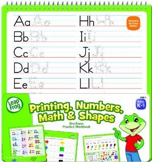 LeapFrog Printing, Numbers, Math and Shapes Dry Erase Practice Workbook for Grades K 1 with Washable Dry Erase Marker (19438)  Dry Erase Boards 