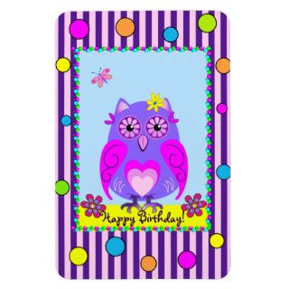 Cute Owl Happy Birthday text Photo Magnet