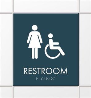 Restroom (with Female & Handicap Accessible Symbol), Nexus Door Signs, 10.75" x 11.625" : Office Products : Office Products