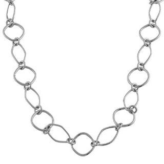 14 Karat White Gold Oval Link Chain (18 inch): Jewelry