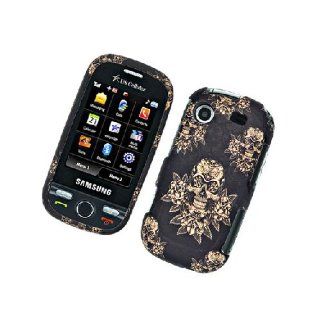 Samsung Messager Touch R631 SCH R631 Black Skull Flower Cover Case Cell Phones & Accessories