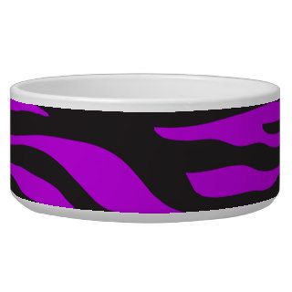 Animal Print, Zebra Stripes   Black Purple Dog Bowls