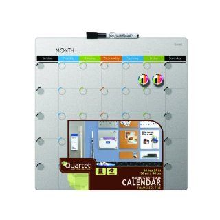 Quartet Magnetic Dry Erase Calendar Tile, 14 x 14 Inches, 1 Month Design, Frameless, Silver (48114 SL) : Pencil Holders : Office Products