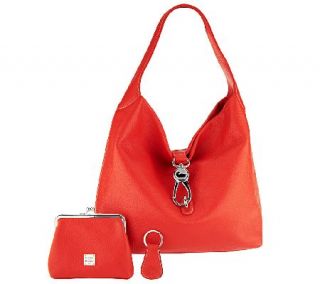 Dooney & Bourke Leather Hobo with Logo Lock and Accessories —