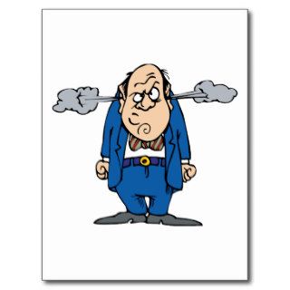 Funny Cartoon Male Man Angry Stress Postcards