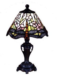 Dale Tiffany 8033/640 Dragonfly Accent Lamp, Antique Bronze and Art Glass Shade   Table Lamps  
