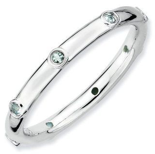 Sterling Silver Stackable Expressions Aquamarine Ring (Sizes 5 10): Stackable Expressions: Jewelry