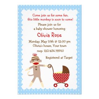 Sock Monkey Baby Shower Invitations