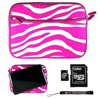 Pink Zebra Slim Protective Soft Neoprene Cover Carrying Case Sleeve with Extra Pocket // Airport Check Point Friendly // For HP Touchpad Wi Fi 32 16 GB 9.7 Inch Tablet Computer and Touchpad 4G + Includes a 4GB Micro SD Card with SD Adaptor: Computers &