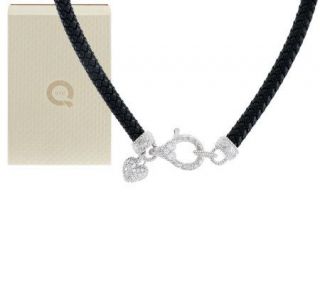 Judith Ripka Sterling Braided Necklace with Heart Charm —