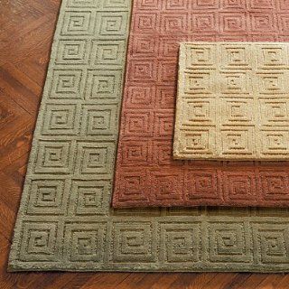 Tibetan Greek Key Wool Area Rug   Green, 2'6" x 12'   Frontgate  