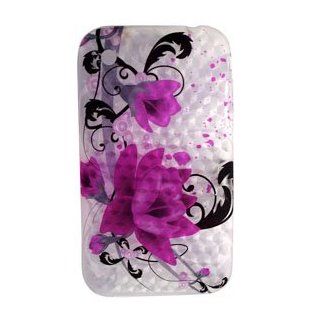 Purple Flower Art Diamond Design Soft Crystal TPU Candy Skin Gel Cover Case for Apple Iphone 3g 3gs Cell Phones & Accessories