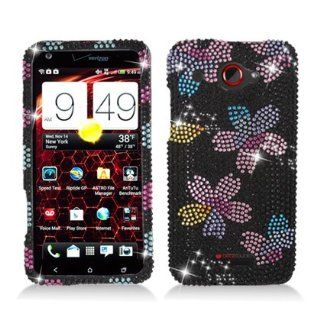 Aimo HTC6435PCLDI651 Dazzling Diamond Bling Case for HTC Droid DNA   Retail Packaging   Sakura Flowers Cell Phones & Accessories