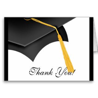 Graduation Thank You Note Card White Black Cap