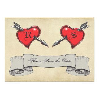 Vintage Tattoo Themed Wedding Save the Date Custom Invites