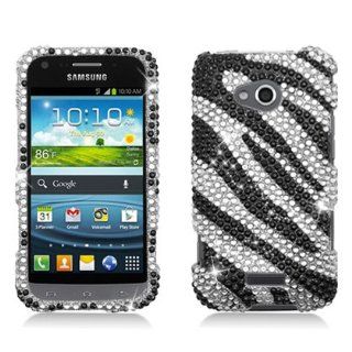 Aimo SAML300PCLDI652 Dazzling Diamond Bling Case for Samsung Galaxy Victory 4G LTE L300   Retail Packaging   Zebra Black/White: Cell Phones & Accessories