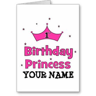 1st Birthday Princess!  with pink crown Greeting Cards
