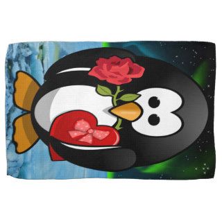 Cute Valentine's Day Penguin Funny Cartoon Kitchen Towels