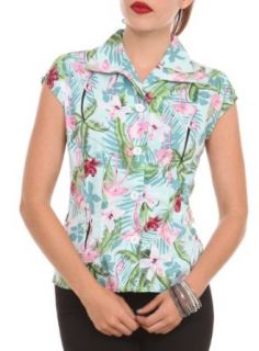Hot Topic Women's Hell Bunny Flamingo Nakuru Button Up Top at  Womens Clothing store: Fashion T Shirts